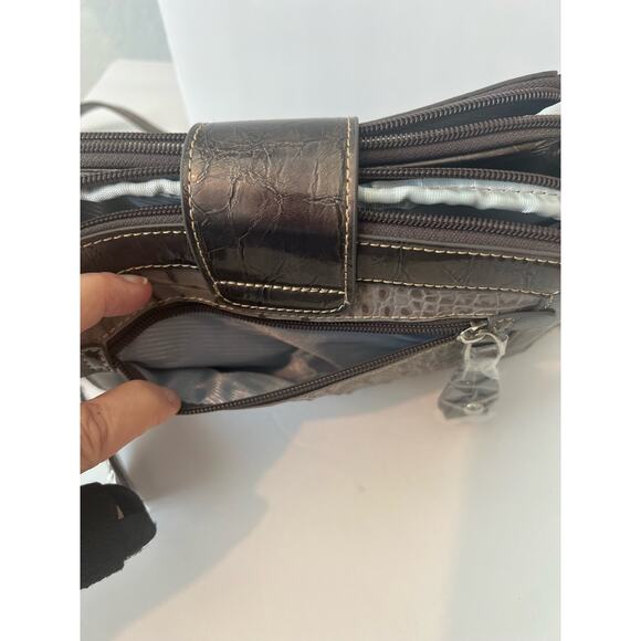 NWT Madi Claire Leather Croc Bronze and Gray Crossbody Purse Bag - Picture 9 of 12
